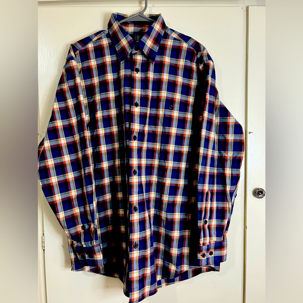 ORVIS Men’s Size L PATCHWORK PLAID SIGNATURE TWILL Long Sleeve Button Down